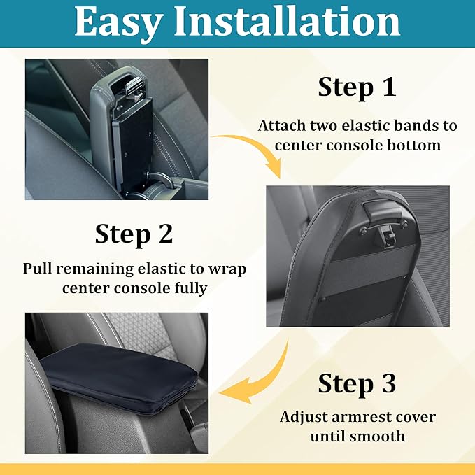 Center Console Cover Compatible with Toyota RAV4 Accessories 2020-2025 and 2021-2025 RAV4 Prime, PU Leather Middle Console Lid Cover, Seat Protector Armrest Cushion Pad (Black with Black Stitches)