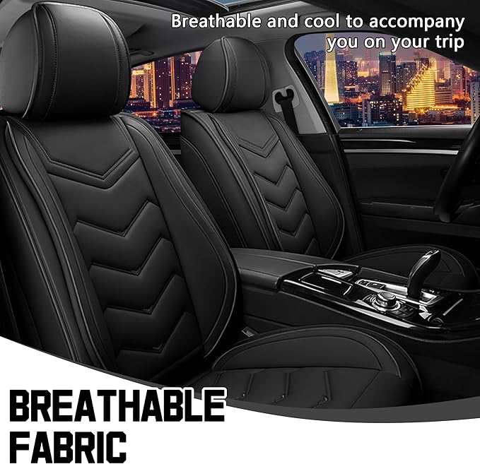 CTDS Car Seat Covers for Ford F-150 2000-2026, Stylish Sport Seat Cover, Premium Nappa Leather Car Seat Cover. Automobile Seat Covers Sets.(Standard 2 Seats/Pure Black)