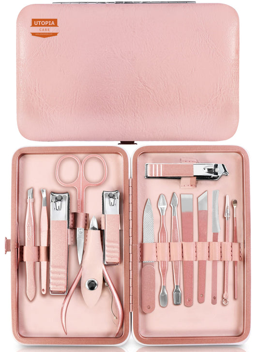 Utopia Care Manicure Kit Nail Clippers For Men And Women,15 Piece Professional Stainless Steel Manicure Set With Nail Kit, Pedic