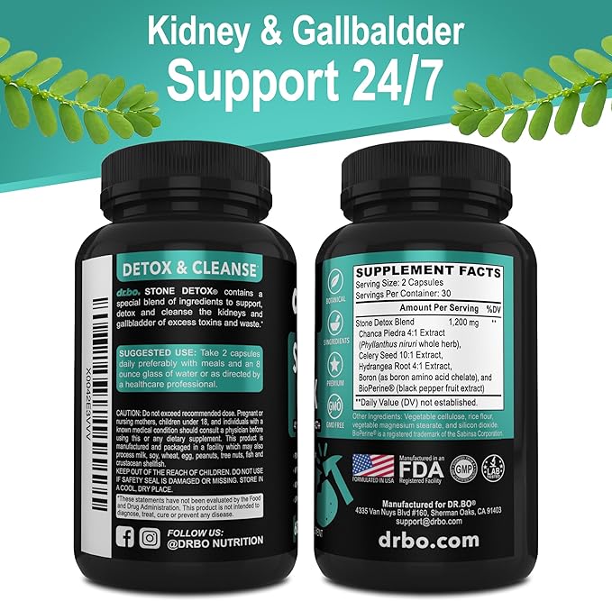 Liver Cleanse & Stone Detox Support Supplement - Liver Kidney Cleanse Detox, Gallbladder Formula - Stone Breaker Chanca Piedra, Natural Gallstones Kidney Stones Dissolver Supplements