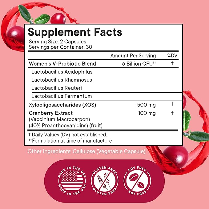 NEW AGE Vaginal Probiotics for Women with Prebiotics, Cranberry Extract, and a Lactobacillus Probiotic Blend, Supports Healthy pH Balance, Odor Control, Vaginal Flora - 120 Capsules