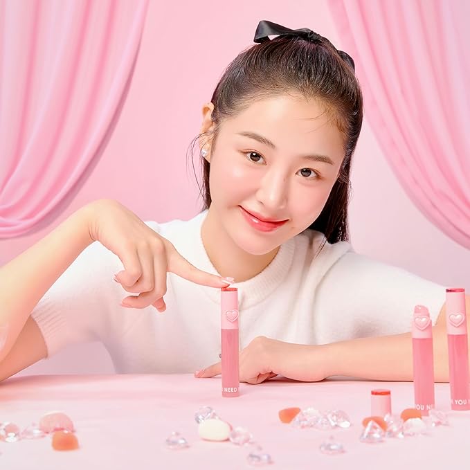 YNM Heart Jelling Tint (02 CHERRY JELLING, 0.09 oz) Silicone Lip Brush Included, K-Beauty, Non-Sticky, Moisturizing, Smudge-Proof, Korean Lip Tint, Long-Lasting, Vivid Color