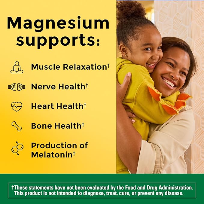Nature Made Magnesium Citrate 250 mg per serving, Magnesium Supplement for Muscle, Nerve, Bone and Heart Support, 60 Softgels, 30 Day Supply