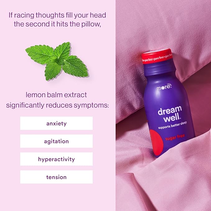 More Labs Dream Well, 5MG Melatonin Holistic Sleep Drink Solution, Non-Habit Forming with 5HTP, Lemon Balm, Jujube Seed, Glycine (Pack of 24)