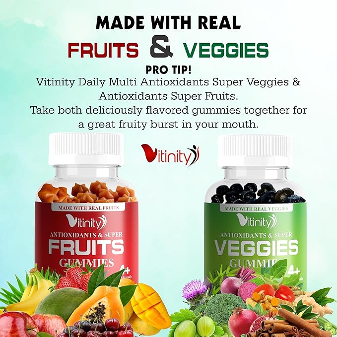 Made with Real Fruit-Real Veggie Gummies-Superfood Vegetable Vitamin Supplement for Women,Men,Kids-Blend of Fruit and Greens for Daily Health.Fruits and Vegetables Supplements (30-Day Supply)