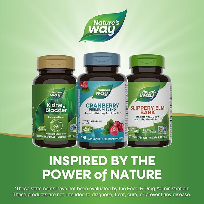 Nature's Way Premium Blend Cranberry, Urinary Tract Health Support*, with 100% Cranberry Concentrate, 400 mg Per Serving, 120 Capsules (Packaging May Vary)