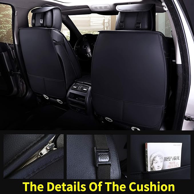 Aierxuan Front Car Seat Covers Universal Fit for Honda Civic Accord CRV, Toyota Camry Prius Rav4 Corolla, Kia, Lexus, Nissan, Mazda, Jeep Cherokee and Most Cars, with Waterproof Leather (Black)