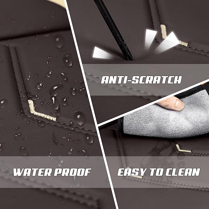 Car Seat Covers Fit for Toyota rav4 2000-2026, Stylish Sport Seat Covers, Waterproof Wear-Resistant Premium Nappa Leather Car Seat Cover.(Full Set/Coffee Color)