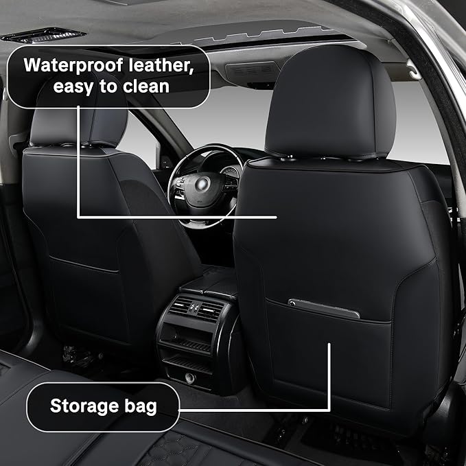 Black Car Seat Covers for Ford Bronco Sport 2021-2025 Car Seat Cover, PU Leather, 5 Piece Full Set, Anti-Slip, Waterproof, Beautify Interior, Beautify The Interior of Old Cars