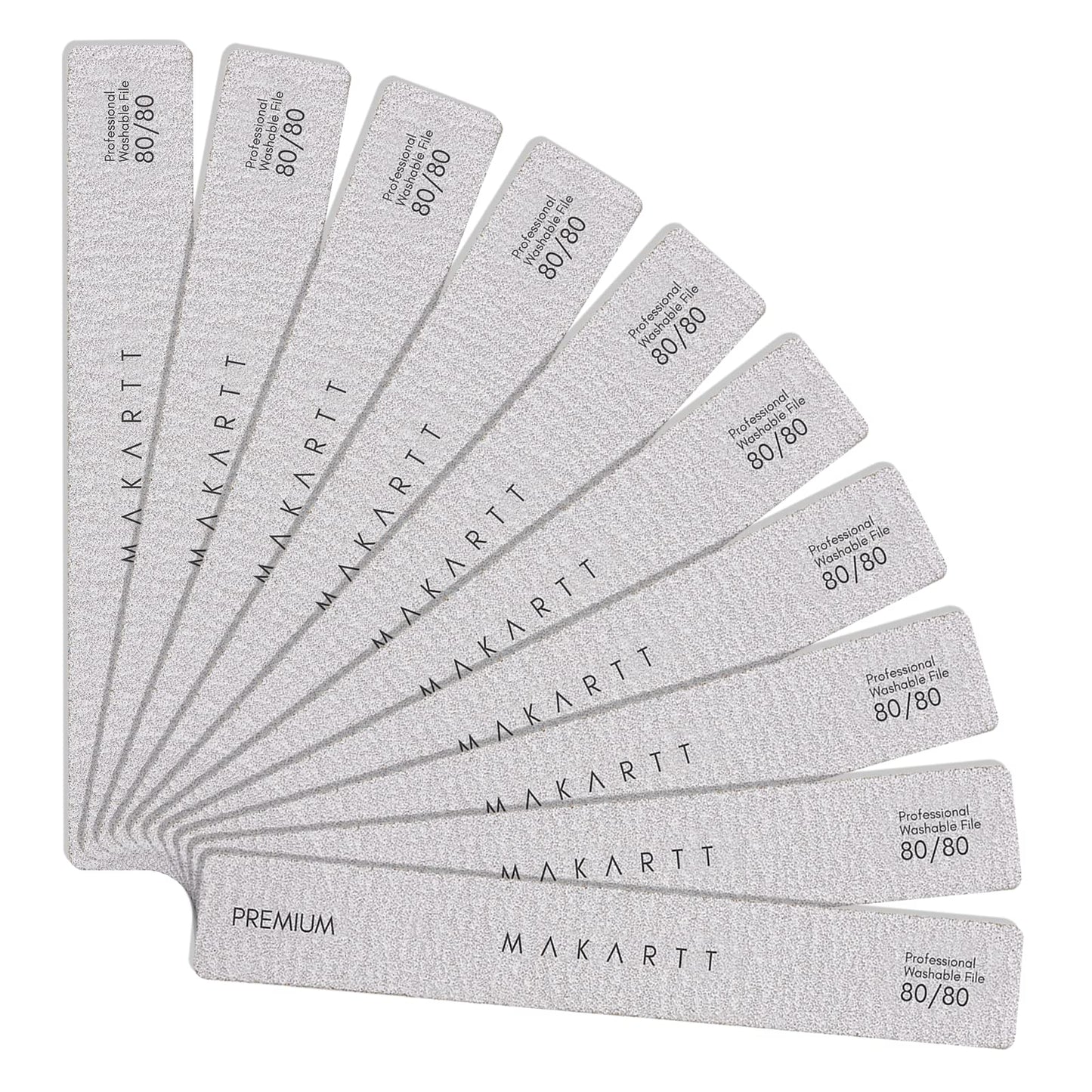 Makartt Nail File: 80 80 Grit Emery Boards for Nails, 10pcs Professional Washable Doubled Sides Coarse Toenail Filer Heavy Duty for Acrylic and Extension Gel Removal, Pedicure Manicure Tools