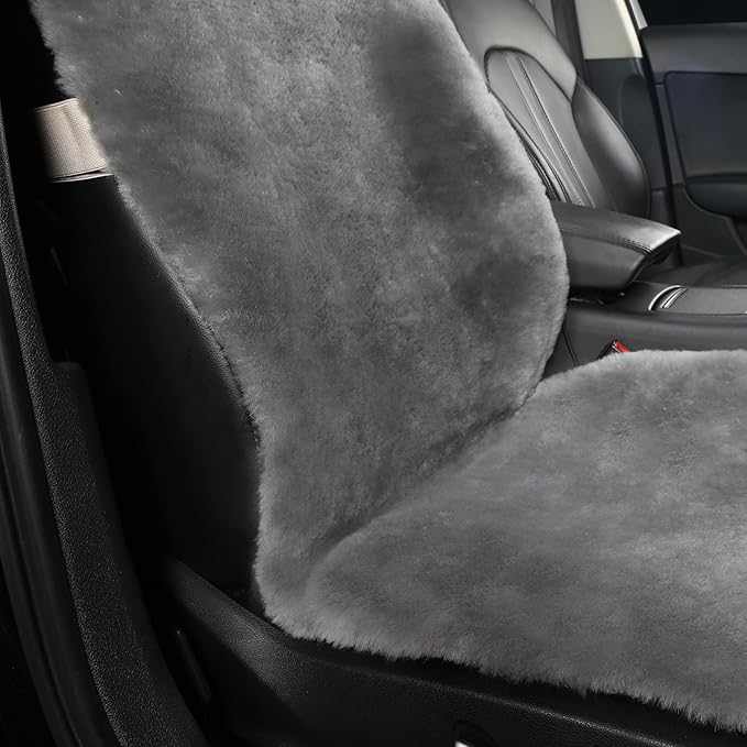Natural Fur Sheepskin Universal car seat Covers for seat Cushion Auto Accessories,(High Grade Grey, Universal Fit Pack of 2)