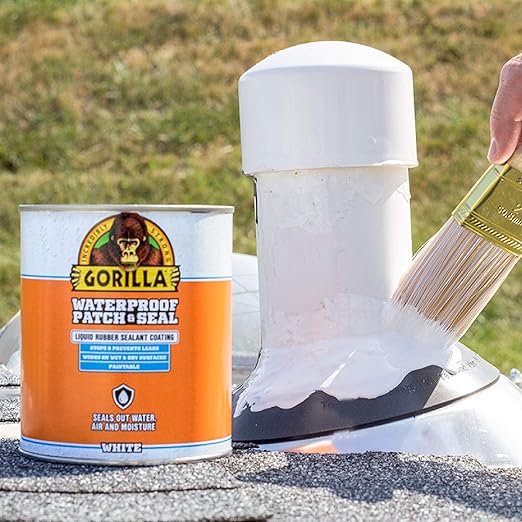 Gorilla Patch & Seal Liquid Rubber Waterproof Sealant, White, 32 Ounce (Pack of 1) - Seals Out Water, Air, and Moisture