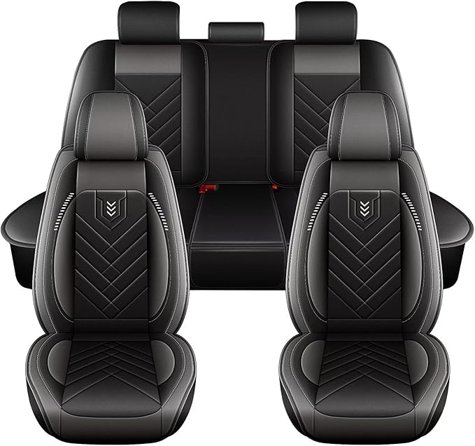 AOMSAZTO Car Seat Covers Fit for Subaru Impreza 2012-2025 2026 Full Set Premium Seat Covers Waterproof Leather Automotive Seat Cushion Protector Compatible with Airbag(5 Seats,Grey)