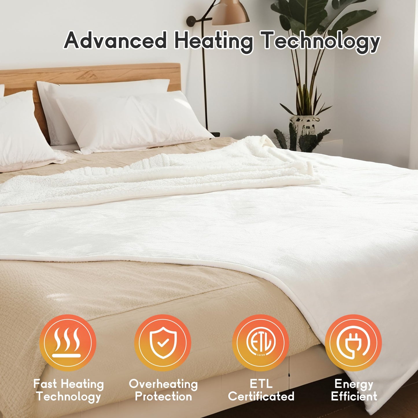 Heated Blanket Electric Blanket Full Size 72''x84'', Soft Flannel Heating Blanket with 1-10 Hour Auto Off - 6 Heat Settings - Machine Washable - Dark Grey