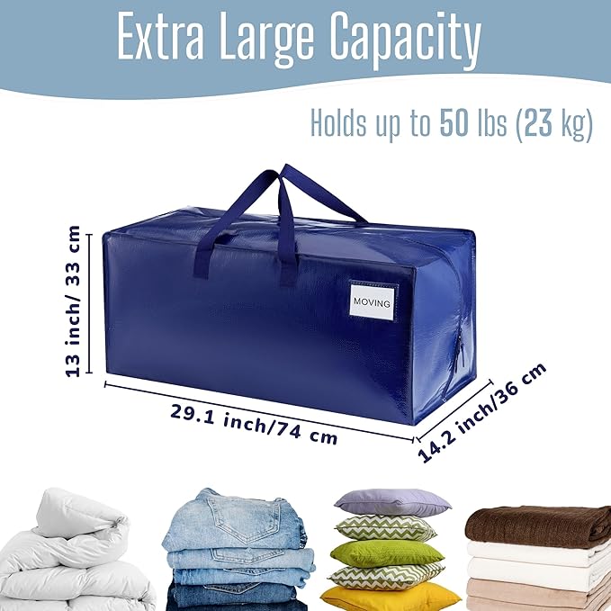VENO 8 Pack Heavy Duty Moving Bags with Backpack Straps, Zippers & Handles, Extra Large Packing Bags for College Dorm Essentials, Moving Supplies Alternative to Cardboard Moving Boxes
