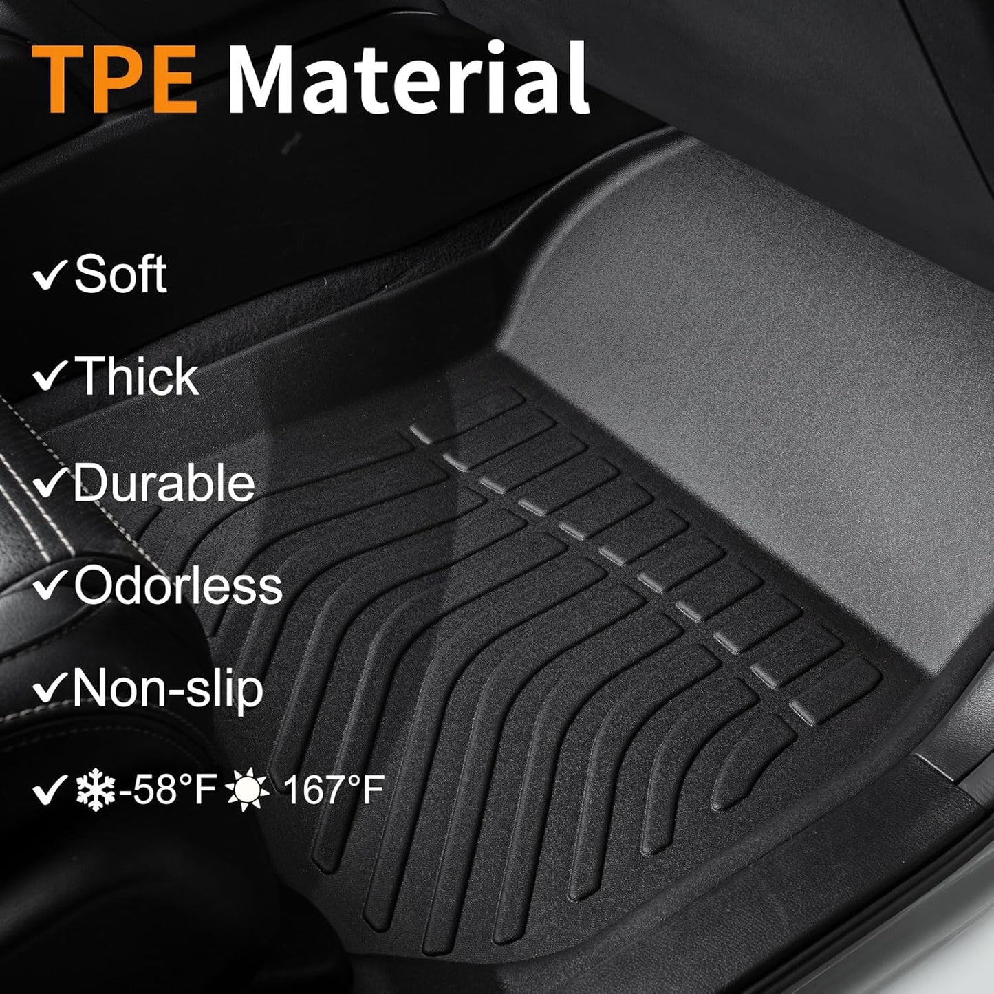 Binmotor-All Weather Floor Mats Custom Set for Ford Explorer 7 Seat 2020-2025, Heavy Duty TPE Car Floor Liners Explorer Accessories