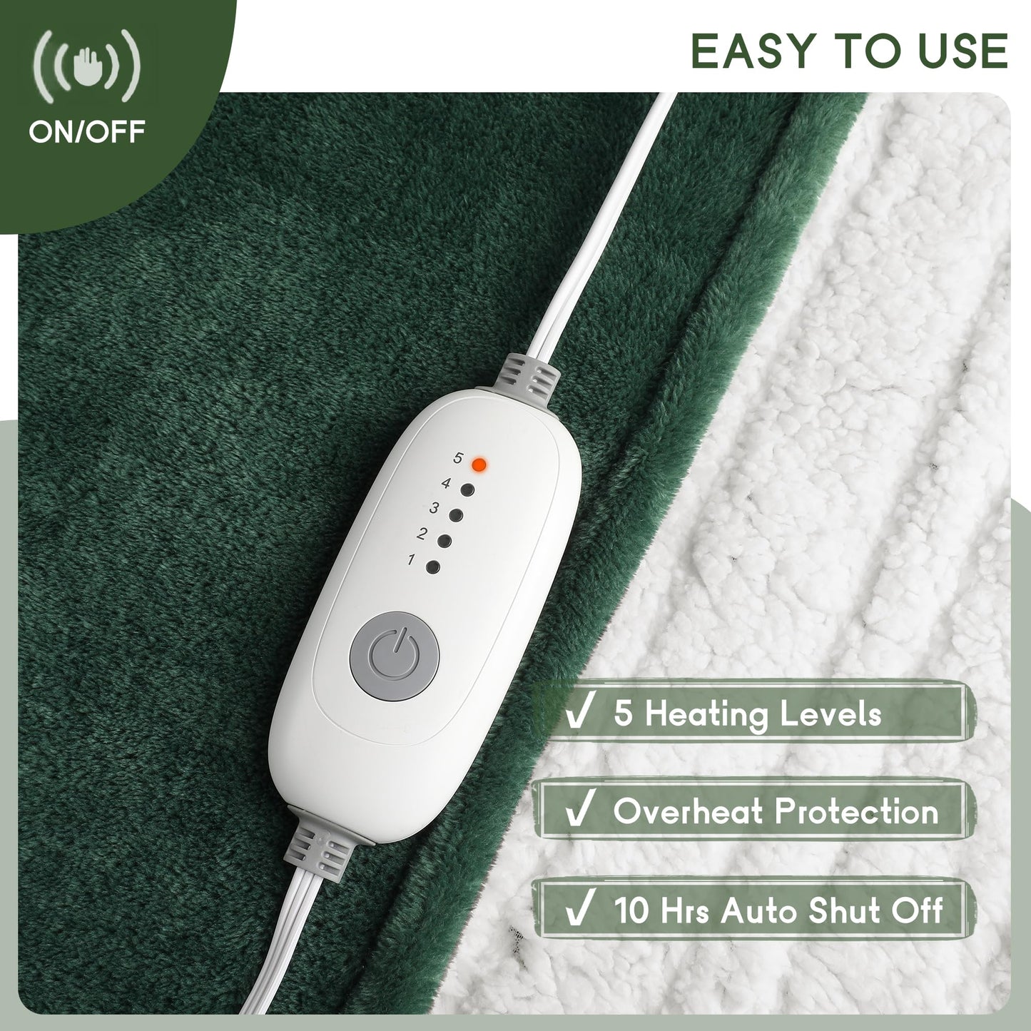Heated Blanket Electric Blanket Full Size 72''x84'', Soft Flannel Heating Blanket with 1-10 Hour Auto Off - 6 Heat Settings - Machine Washable - Dark Grey