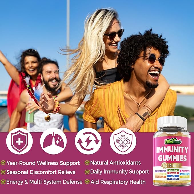 Vitamin C D3 Zinc Gummies for Adults w/Echinacea, Elderberry, Selenium, Magnesium，Vitamin D3 5000IU, Daily Immunity Booster Multivitamin Gummies, for Immunity Antioxidant Bone Energy，Vegan 2 Pack