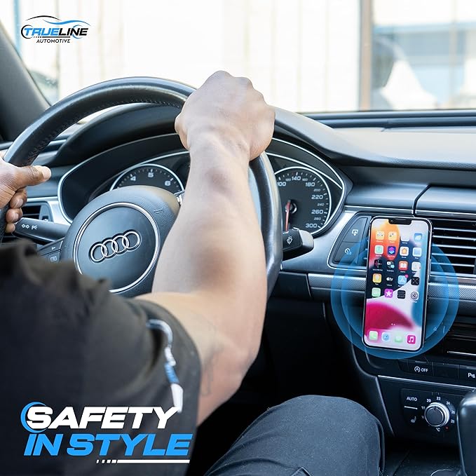 TRUE LINE Automotive Magnetic Phone Mount for Car - Car Phone Holder with Silicone Pad (Black)