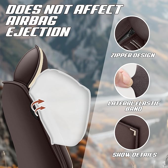 Car Seat Covers Fit for Toyota rav4 2000-2026, Stylish Sport Seat Covers, Waterproof Wear-Resistant Premium Nappa Leather Car Seat Cover.(Full Set/Coffee Color)