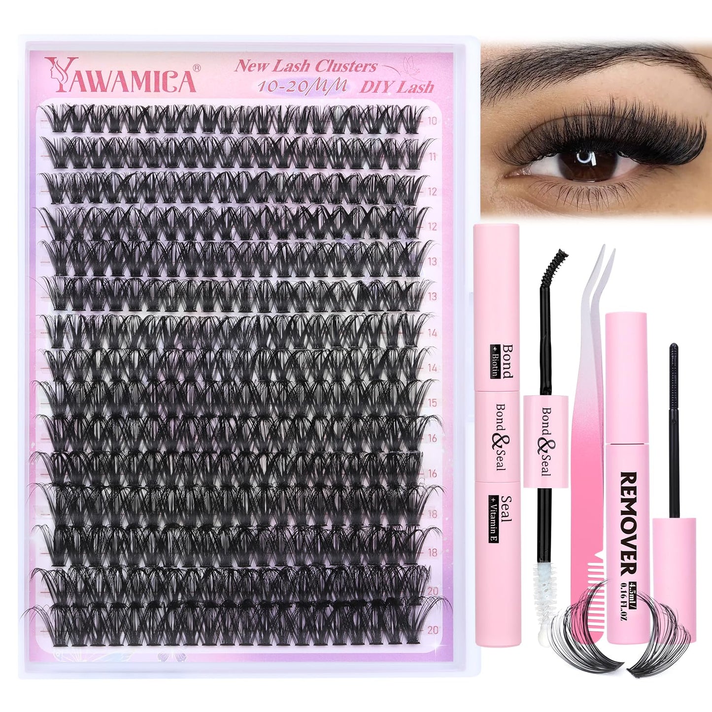 Diy Lash Extension Kit 300Pcs Individual Lashes Clusters Eyelash Extension Kit 10-20Mm 50D Lash Clusters With Lash Bond And Seal