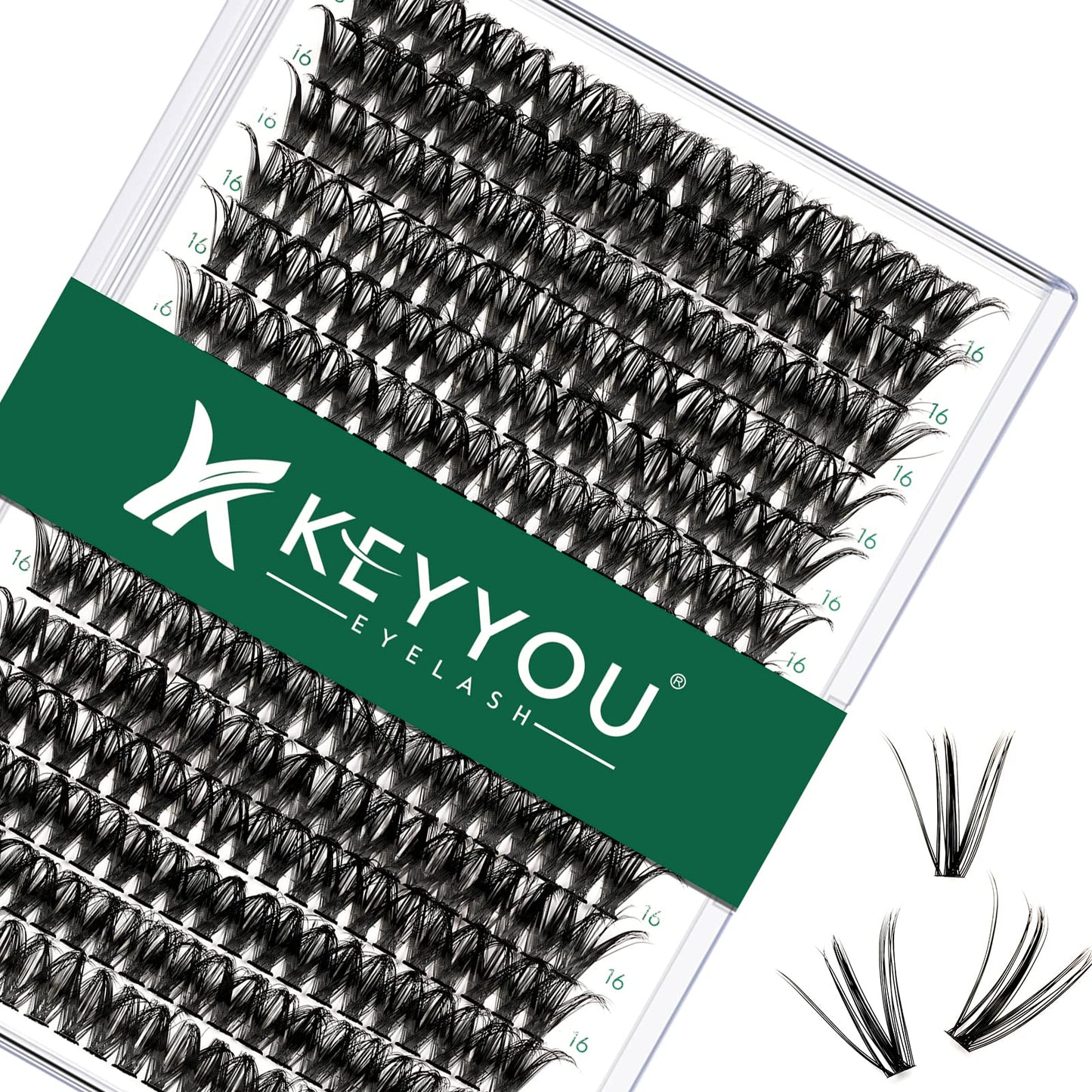 Lash Clusters 300Pcs Individual Lashes 50D 0.07C Curl 16Mm Diy Eyelash Extension Keyyou Large Tray Volume Soft&Natural Cluster L