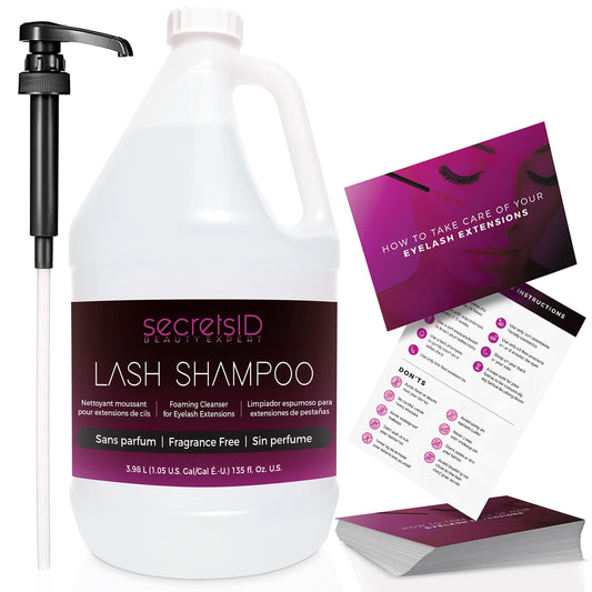 Secretsid Lash Shampoo Bulk For Professional Lash Extension | 1 Gallon With 50 Lash Aftercare Cards | Eyelid Foaming Cleanser |