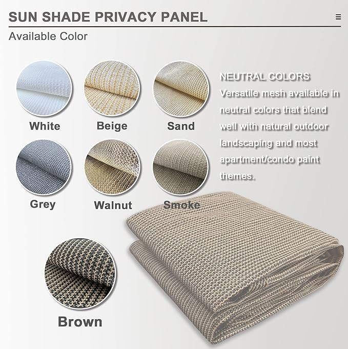 Alion Home Sun Shade Privacy Panel with Grommets and Hems on 4 Sides for Patio, Awning, Window, Pergola or Gazebo - Mocha Brown (6' W x 5' H)