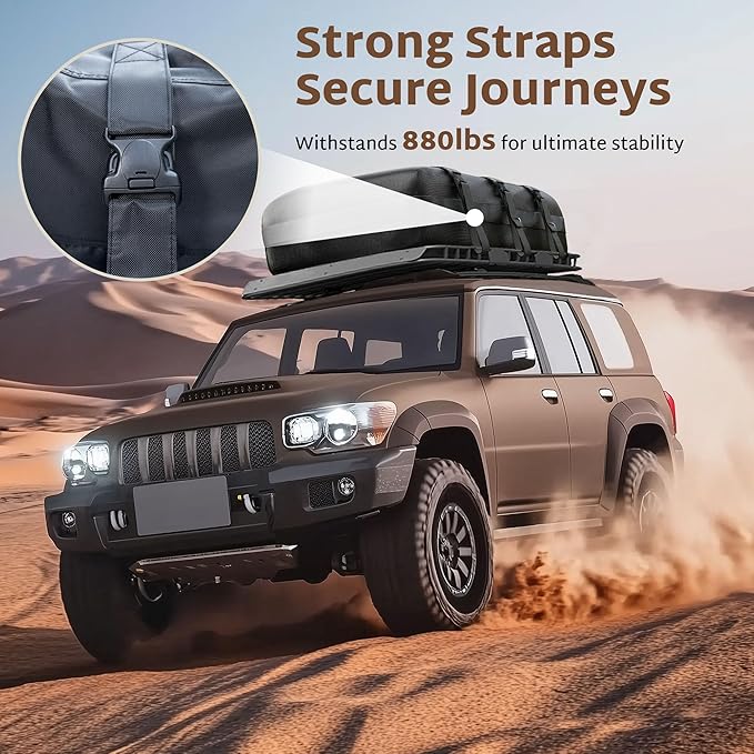 iBirdie Roof Rack Cargo Carrier 20.4 Cubic Feet, Soft-Shell Rooftop Cargo Box, Waterproof Heavy Duty 1200D for Car with/Without Roof Rack, Includes Anti-Slip Mat, Door Hooks, 52x40x17 inches
