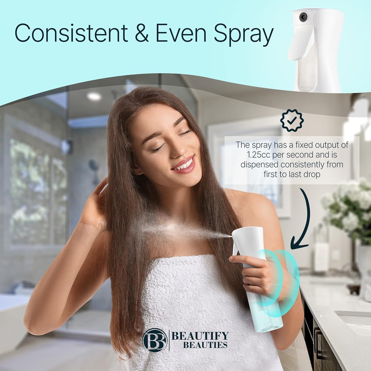 Ultra Fine Continuous Hair Spray Bottle | 6.8 Oz | White | Misting & Styling