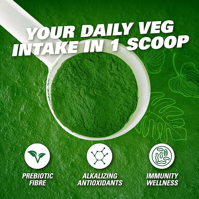EHP Labs OxyGreens Super Greens Powder - Spirulina & Chlorella Superfood, Green Juice Powder & Greens Supplements with Prebiotic Fibre, Antioxidants & Immunity Support, 30 Serves (Lychee)