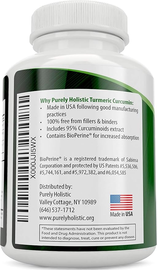 Turmeric Curcumin with BioPerine - 120 Vegan Capsules - 700mg of Tumeric per Capsule - with Black Pepper Extract 95% Curcuminoids