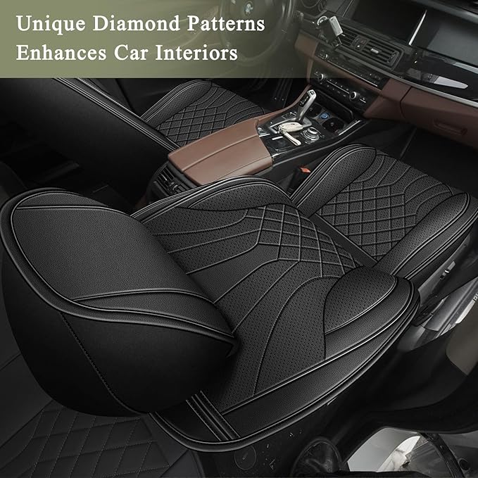 Full Set Car Seat Covers for Mazda 6 2010-2021 Mazda6: Breathable Perforated Leather Seat Cover (Black)