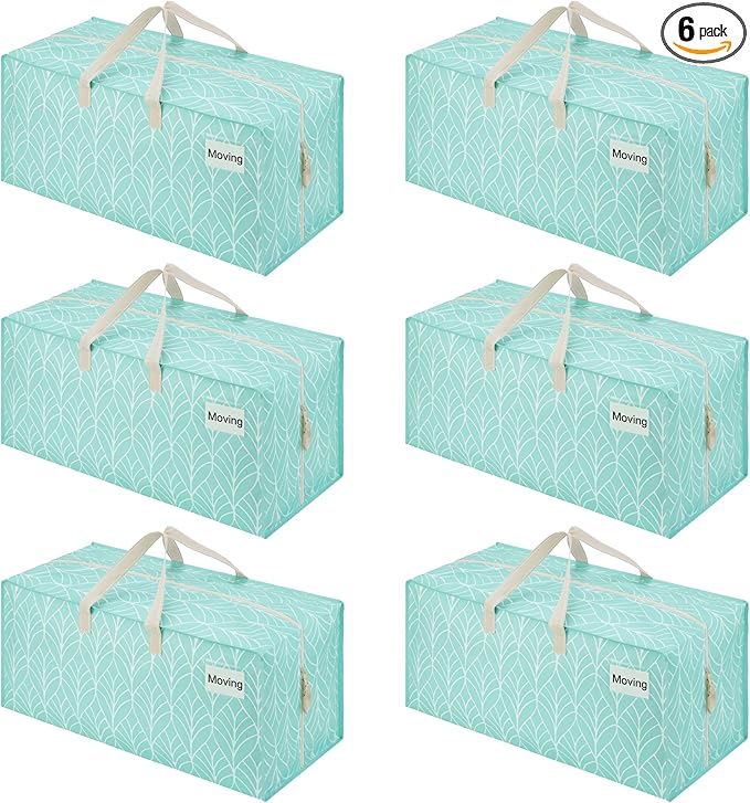 VENO 6 Pack Heavy Duty Moving Bags with Backpack Straps, Zippers & Handles, Extra Large Packing Bags for College Dorm Essentials, Moving Supplies Alternative to Cardboard Moving Boxes