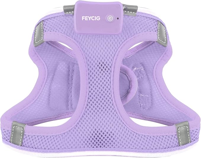 Light Up Dog Harness,Rechargeable LED Dog Harness for Small Medium Large Dogs,Reflective Lighted Safety Vest for Night Walking & Camping,Lightweight & Adjustable,Lavender Purple,XS
