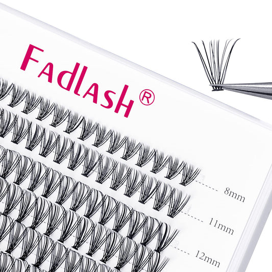 Fadlash Lash Clusters Extensions Individual Lashes Natural Soft 120Pcs 20D C Cur Mixed Tray Natural Long Black Faux Mink Volume