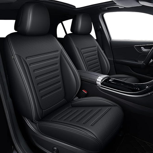 Seat Covers for Mercedes-Benz GLC 2023 2024 2025, Custom Fit All-Weather Car Seat Protectors Full Set, Waterproof Premium Leather, for 5-Seater Model - Black
