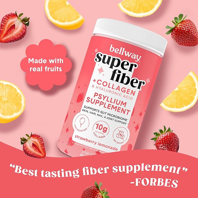 Bellway Super Fiber Powder + Collagen, Strawberry Lemonade Super Fiber + Greens Bundle