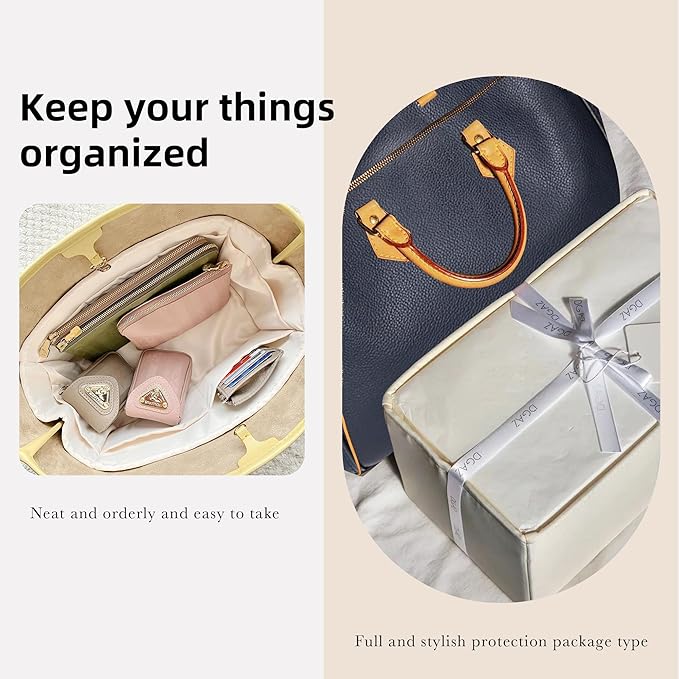DGAZ Silk Purse Organizer Insert Fits LV Speedy 16/20/25/30/35/45 bags，Silky Smooth Bag Organizer，Luxury Handbag & Tote Shaper（Craie，New nano 16）