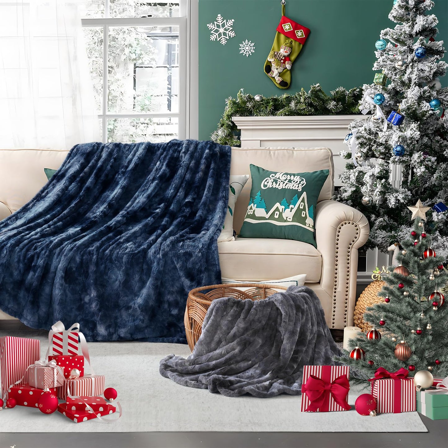 Sealy Electric Blanket Heated Throw, Faux Fur Heating Blanket with 6 Heat Settings & 2-10 Hours Auto Shut Off, Fast Heating & ETL Certification, 50x60 Inch, Grey