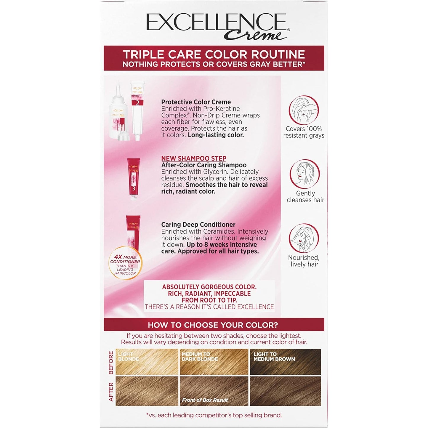 L'Oreal Paris Excellence Crème Hair Color Kit | 6 Light Brown | 8-Week Gray Coverage