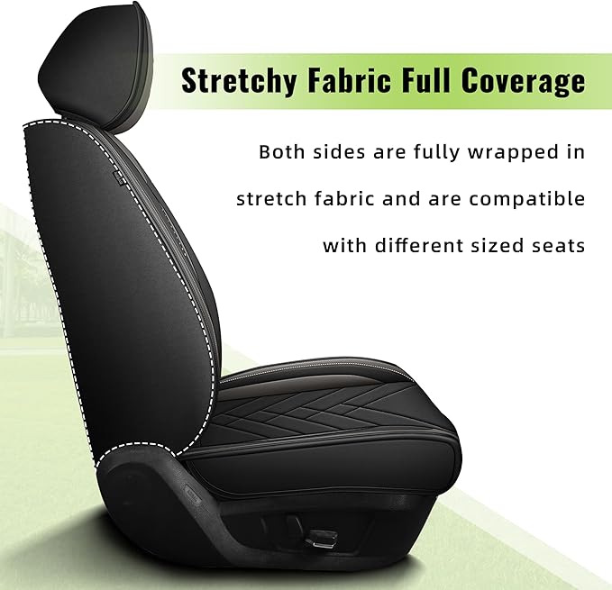 AOMSAZTO 2 Front Seat Covers Fit for VW/Volkswagen Passat 1999-2022: First Row 2PCS Faux Leather Waterproof Seat Covers Automotive Seat Cushion Protector(Black&Grey)