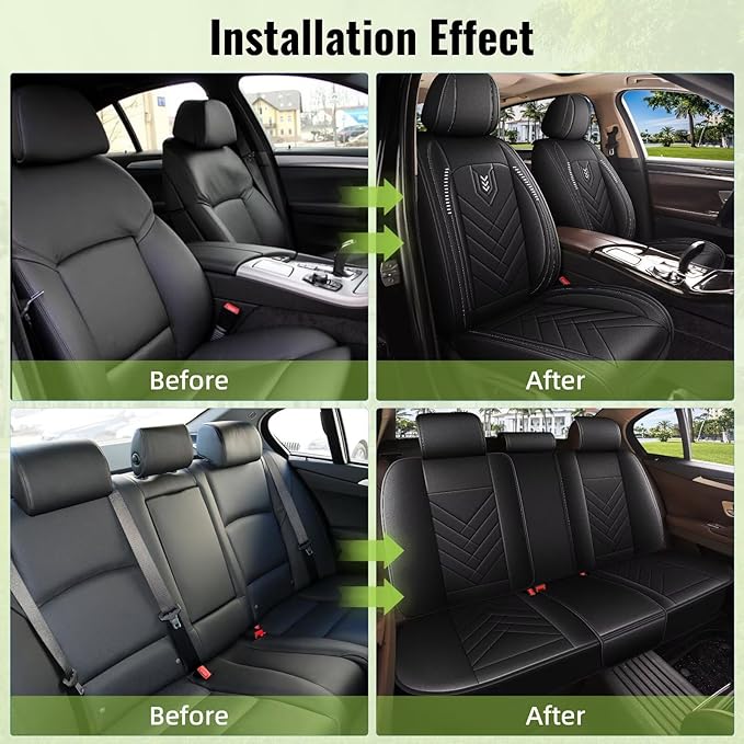 AOMSAZTO Car Seat Covers Fit for Cadillac XT4 2019-2026 Seat Cover 5-Seater Full Set Waterproof Faux Leather Automotive Auto Interior Protector Cushion(5 Seats,Black)