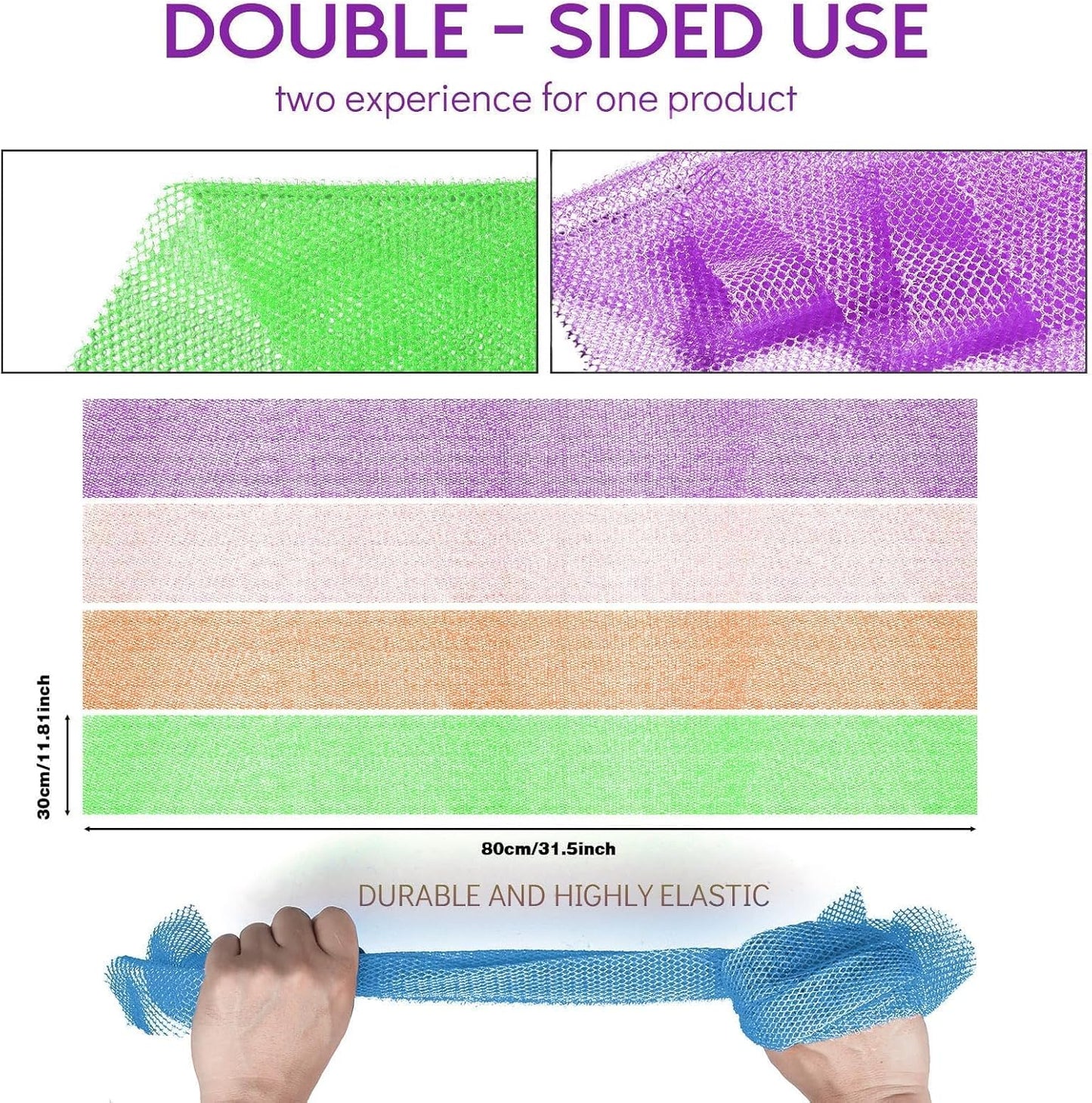 3-Piece African Net Bath Sponge Set | Exfoliating Body Scrubber | Black, Blue, Brown
