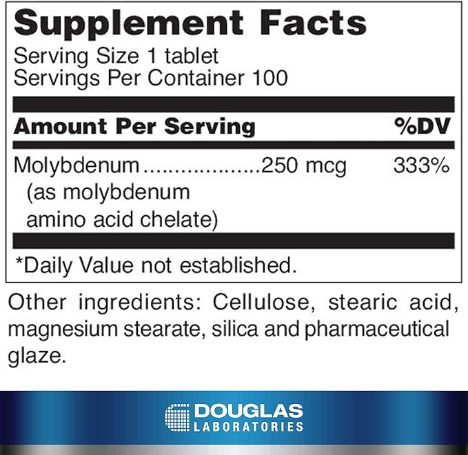 Douglas Laboratories Molybdenum (250 mcg.) | Supports Detoxification, Enzymes and Nerves | 100 Tablets