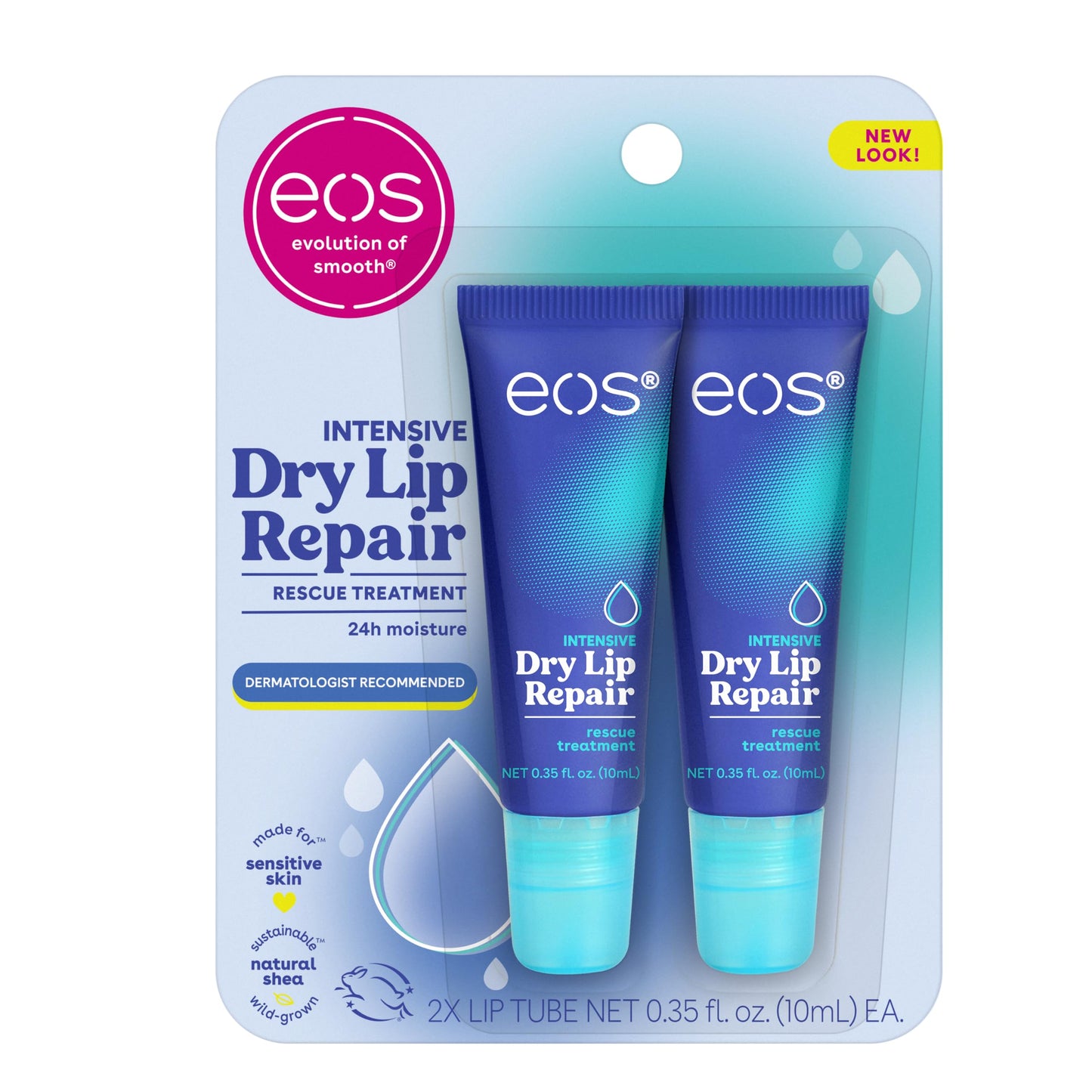 Eos The Hero Lip Repair, Extra Dry Lip Treatment, 24Hr Moisture, Natural Strawberry Extract, 0.35 Fl Oz, 2 Count (Pack Of 1)