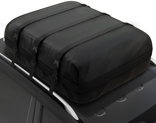 iBirdie Roof Rack Cargo Carrier 29.1 Cubic Feet, XL Soft-Shell Rooftop Cargo Box, Waterproof Heavy Duty 1200D for Car with/Without Roof Rack, Includes Anti-Slip Mat, Door Hooks, 56x45x20 inches