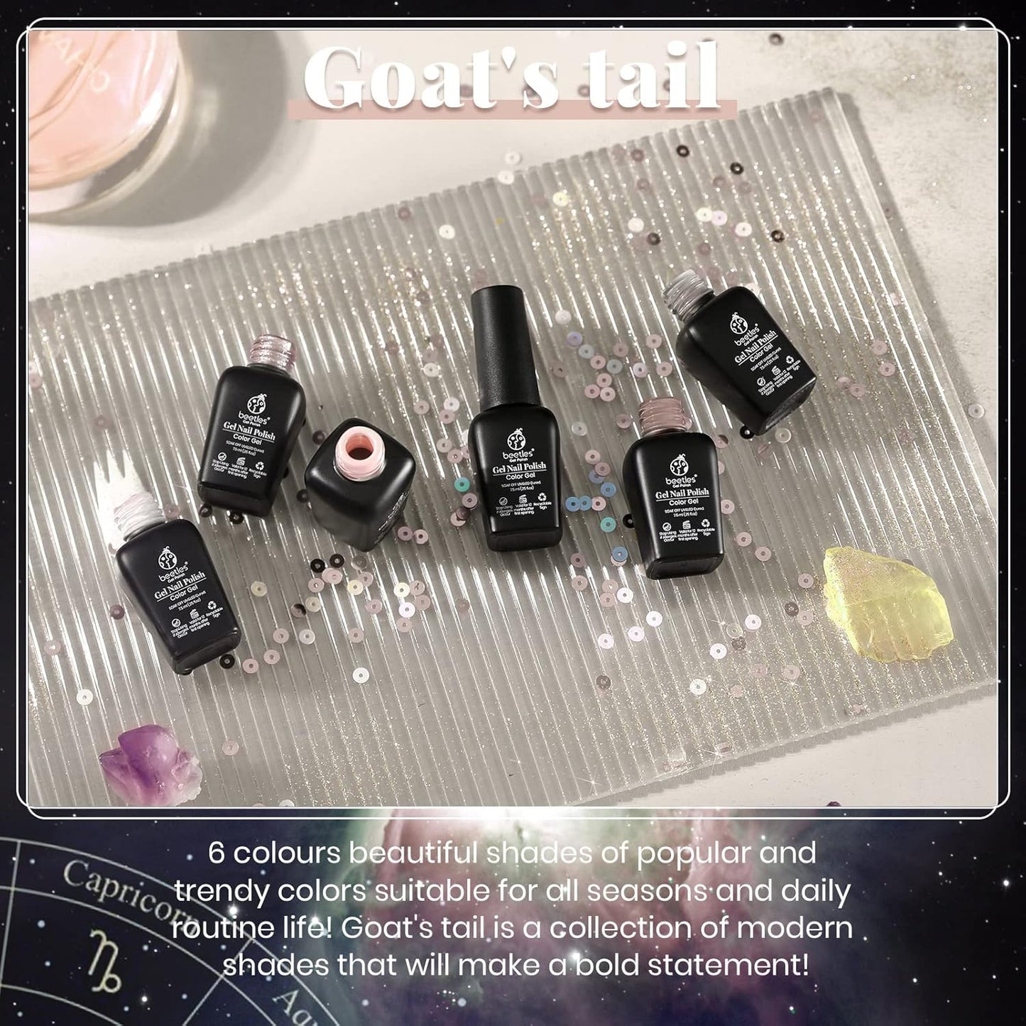 Beetles Nude Gray Gel Nail Polish Set, 6 Colors Nude Neutral Gel Polish Pink White Beige Grey Gel Polish Brown Taupe Gel Nail Polish Elegant Nail Art Manicure Kit Gifts for Women