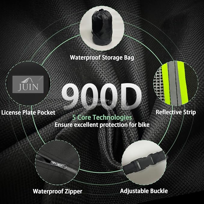 JUIN Bike Cover for Transport on Rack: 900D Waterproof Heavy Duty Bicycle Cover for Single Bike on Car Hitch Storage - Rear Outside Tarp for Outdoor Travel - Clear
