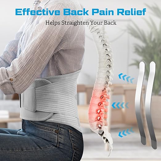 NEENCA Professional Back Brace for Herniated Disc, Lower Back Pain Relief, Lumbar Strain | Adjustable Lumbar Support Belt for Men and Women | Ideal for Work, Lifting, Posture Correction, Sciatica, Scoliosis (Gray, Small)